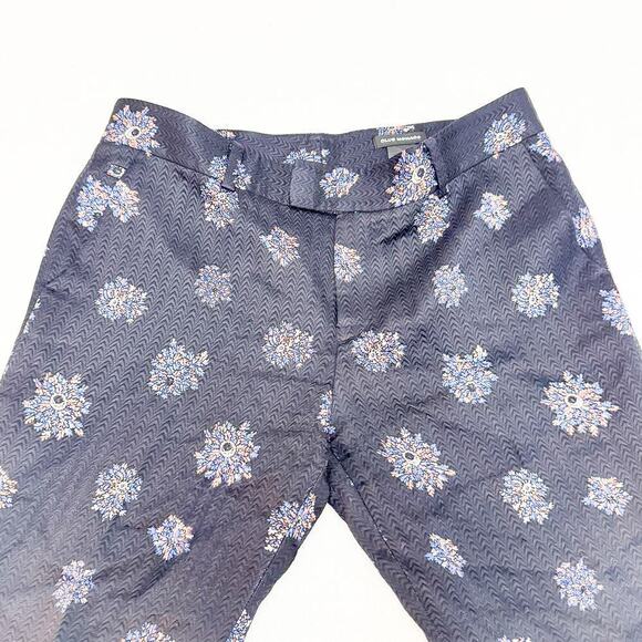 Club Monaco Silk Wool Flower Patterned Print Slack Pants Navy Size 2 - Picture 6 of 9